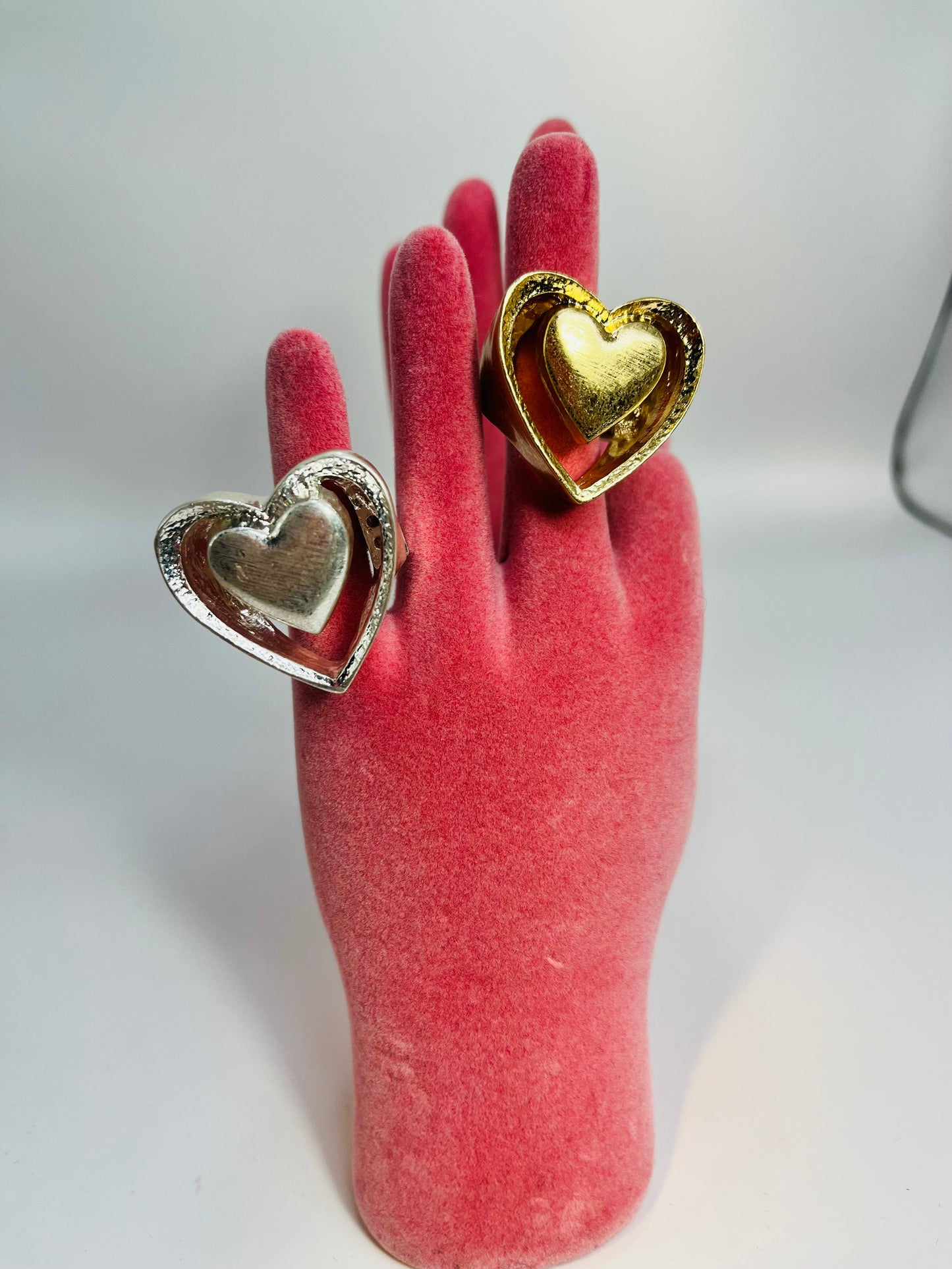 Stretchy  Matted Gold or Silver Heart Ring