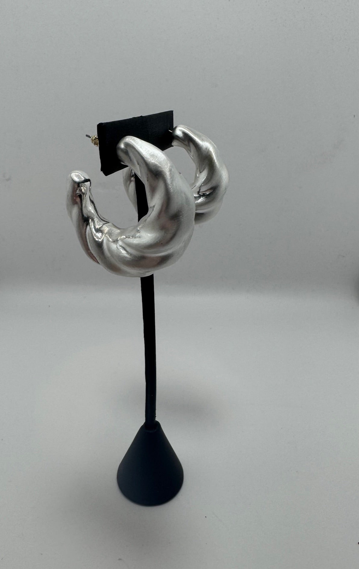 Twisted Matted Silver Hoops