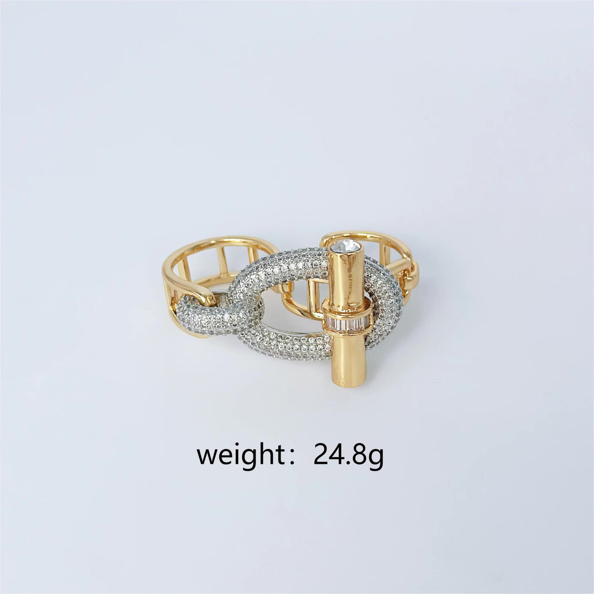 Rhinestone Knotted Two Finger Ring